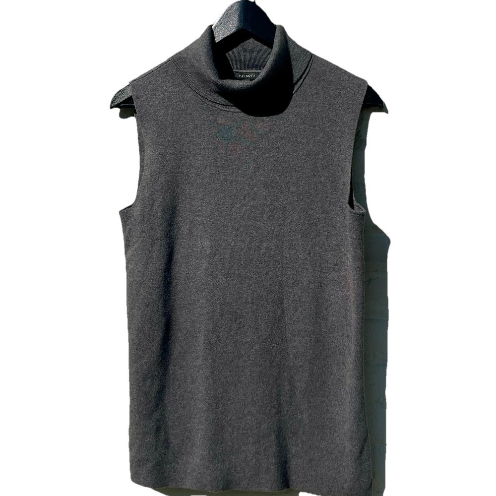Talbots‎ Tank Top Womens M Gray Knit Cotton Blend Sleeveless Pullover